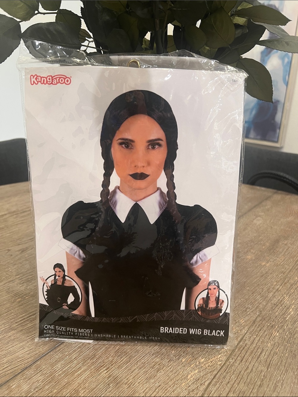 kangaROOS Black Braided Wig with Center Part